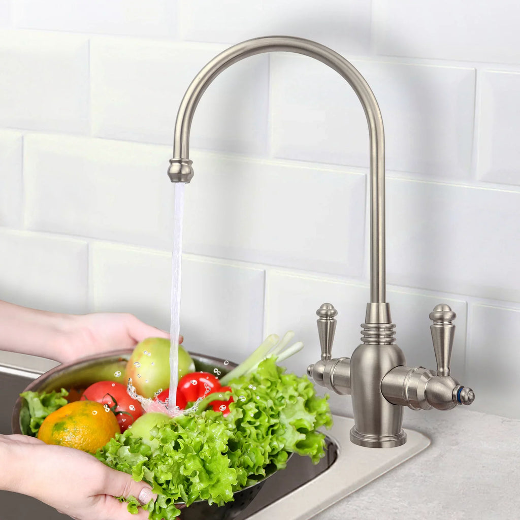 Arlington Hot Instant Osmosis APEC Cold Brushed Nickel 2-Handle Faucet Dispenser Drinking Reverse in liquid and