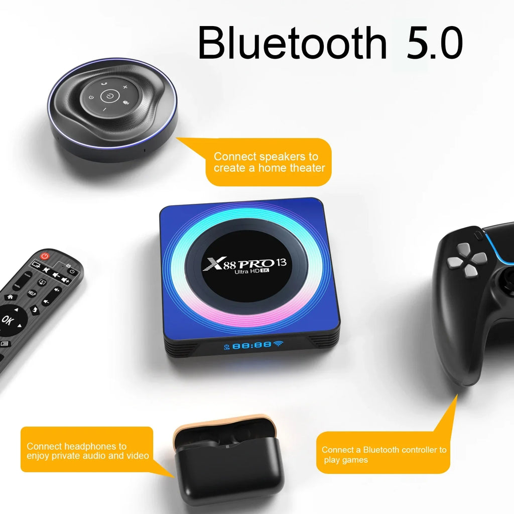 32GB 2.4G/5.8G ROM HD 1000M Box Ethernet WiFi6 TV HDR10+ USB3.0 Quad-Core 13.0 Dual 4GB RAM Android 8K BT5.0 Band Ultra