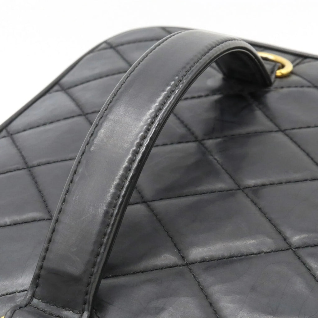 (Fair) Mark Matelasse Leather Shoulder Coco Bag Vanity Pre-Owned Handbag Black