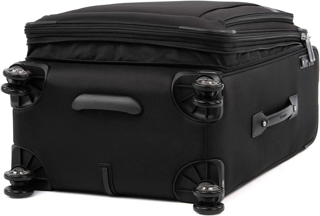 Luggage, 25-Inch TSA Checked 25-Inch Lock, Checked Wheel Women, Black, Elite Softside Spinner Suitcase, Travelpro Expandable Medium Men and 8 Platinum Black Shadow Checked-Medium Shadow