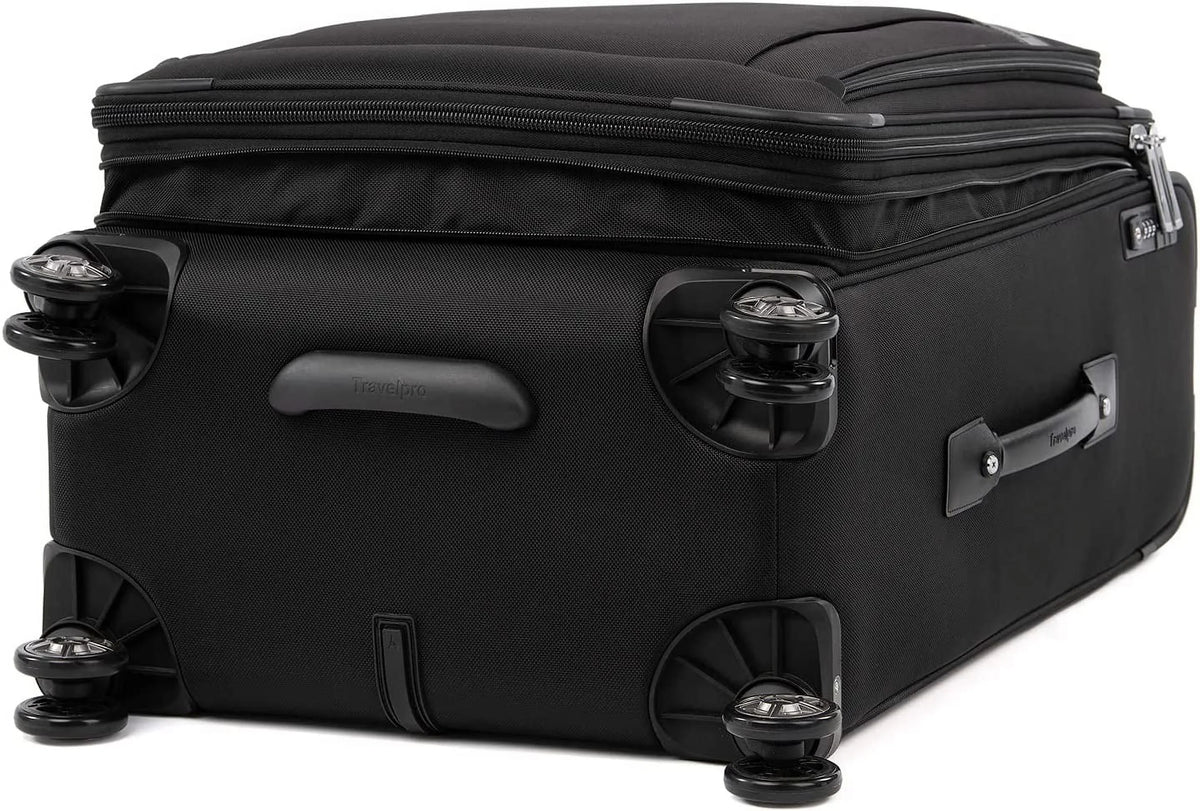 Luggage, 25-Inch TSA Checked 25-Inch Lock, Checked Wheel Women, Black, Elite Softside Spinner Suitcase, Travelpro Expandable Medium Men and 8 Platinum Black Shadow Checked-Medium Shadow