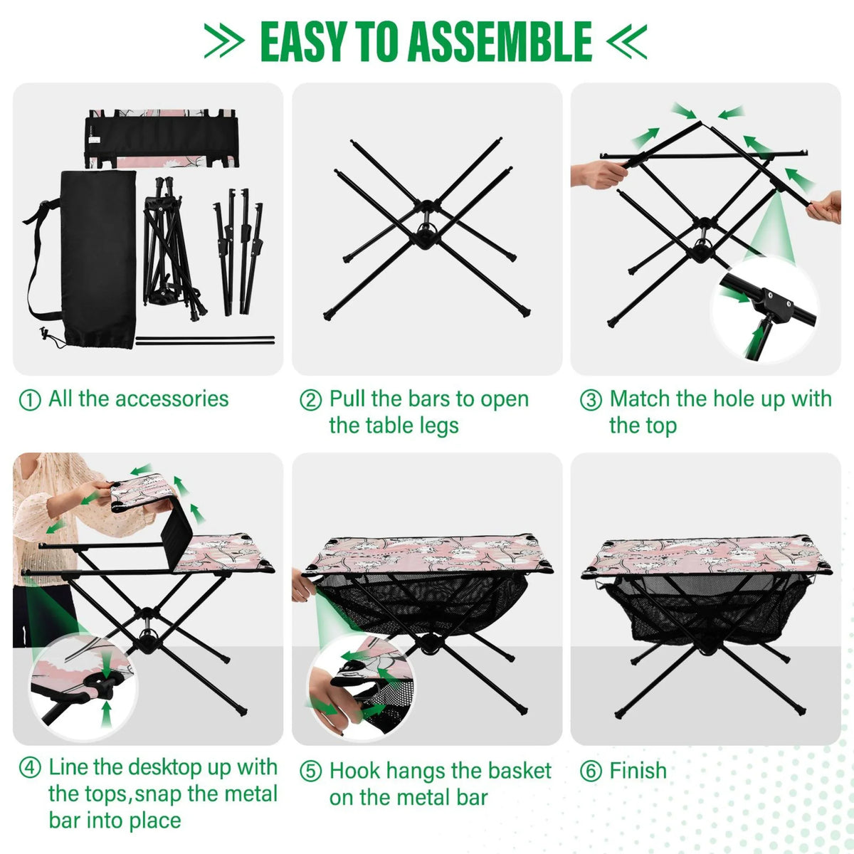 BBQ Folding Fishing Bag Storage Table Portable exterior Beach Roses for Travel Picnic Flowers Compact with Abstract Table Table Camping