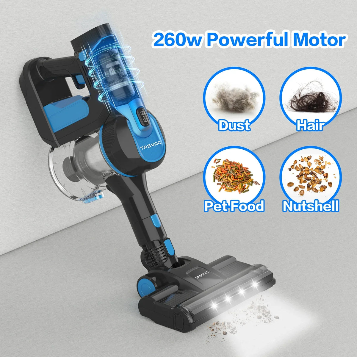 Cleaner Cordless Carpet Stick Up Cleaner Runtime Hair 28kPa Lightweight for 6-in-1 Vacuum Vacuum 50mins Floor to TASVAC Pet