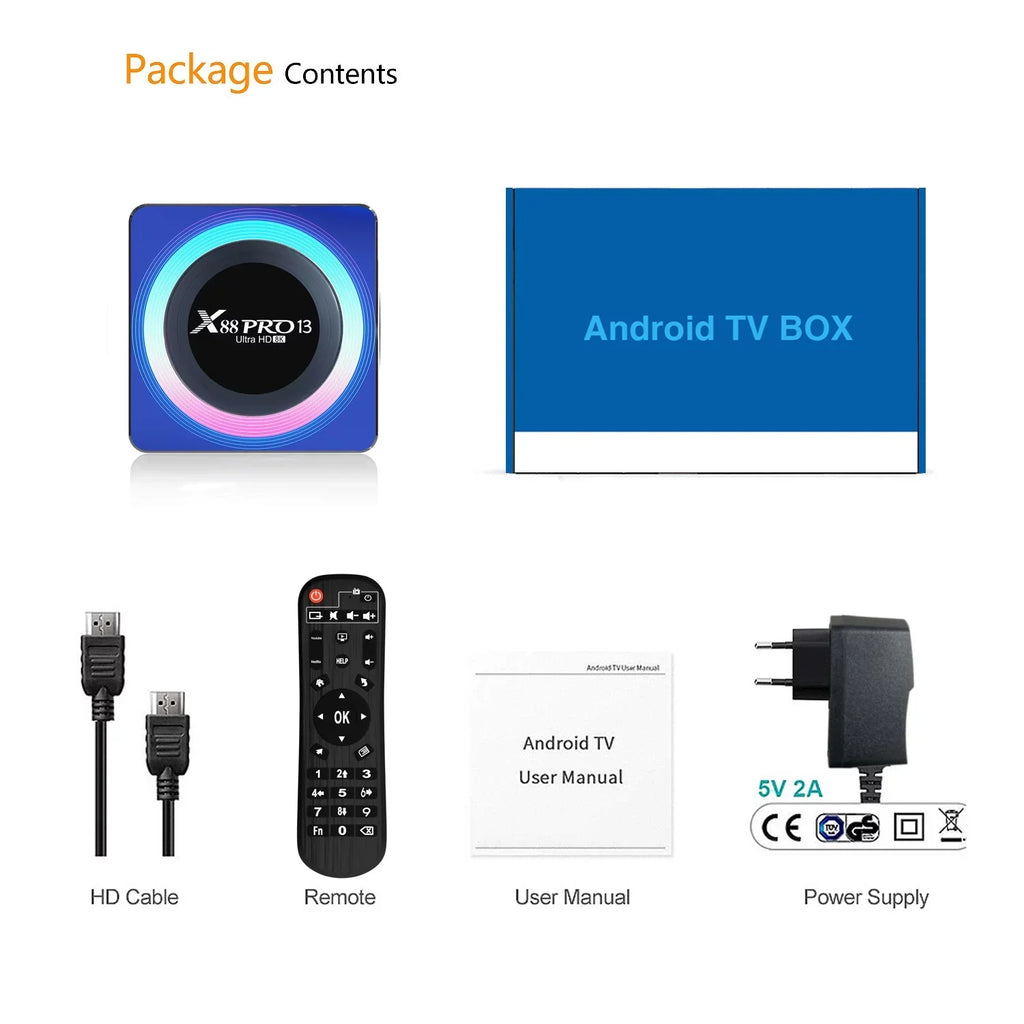 32GB 2.4G/5.8G ROM HD 1000M Box Ethernet WiFi6 TV HDR10+ USB3.0 Quad-Core 13.0 Dual 4GB RAM Android 8K BT5.0 Band Ultra