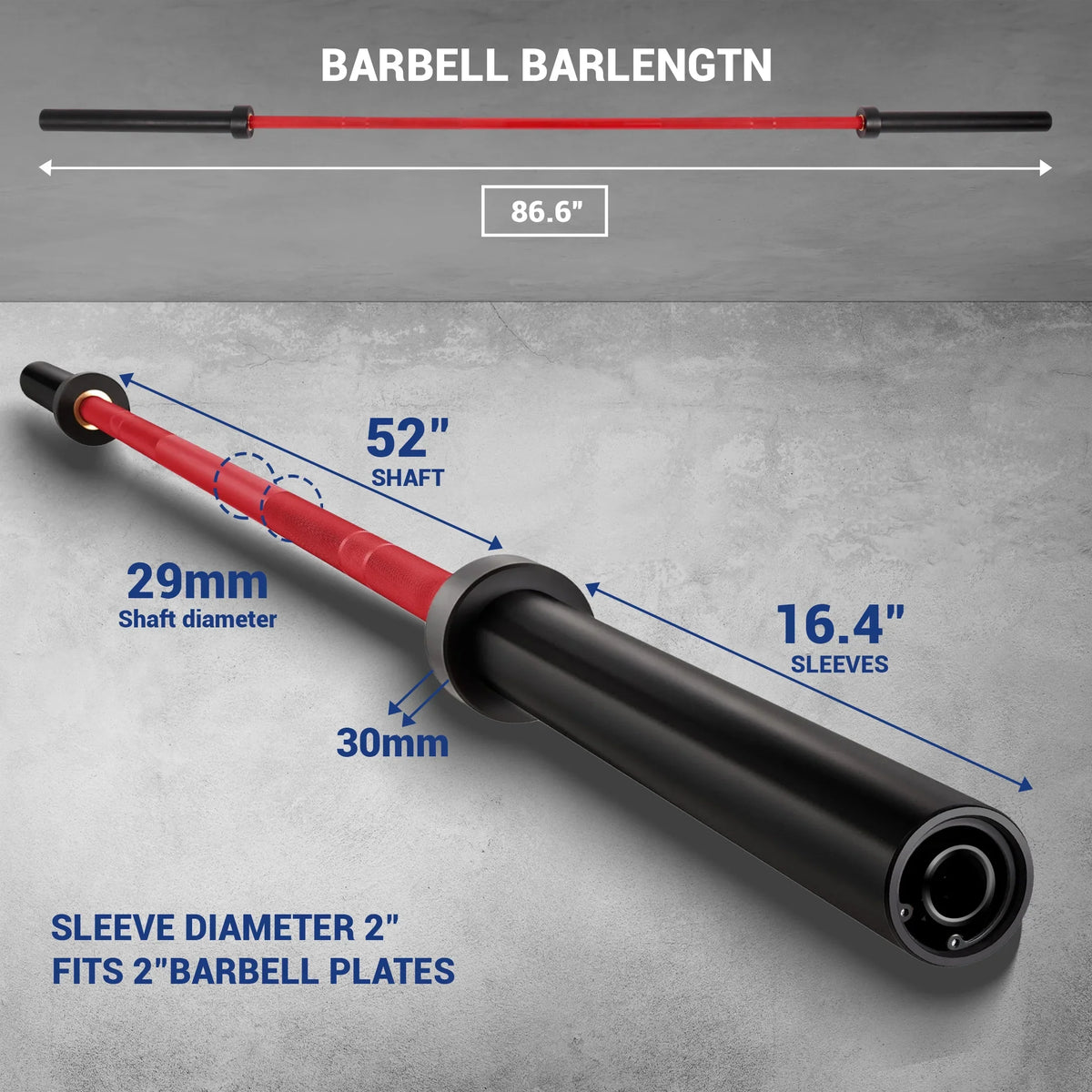 Barbells Barbell Hard Lifting Lifting Bar Chrome Power Red Olympic Weights Chrome Solid