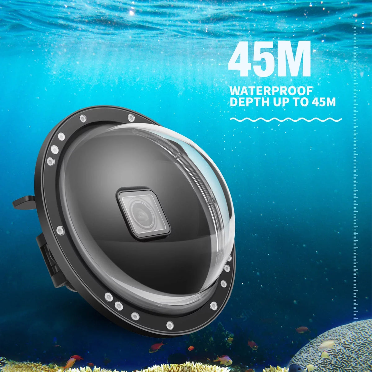 SHOOT 10 XTGP559 Hero Handle Port Hero 45m 180° Dome for Case Dual Angle Black Wide - Waterproof, 9