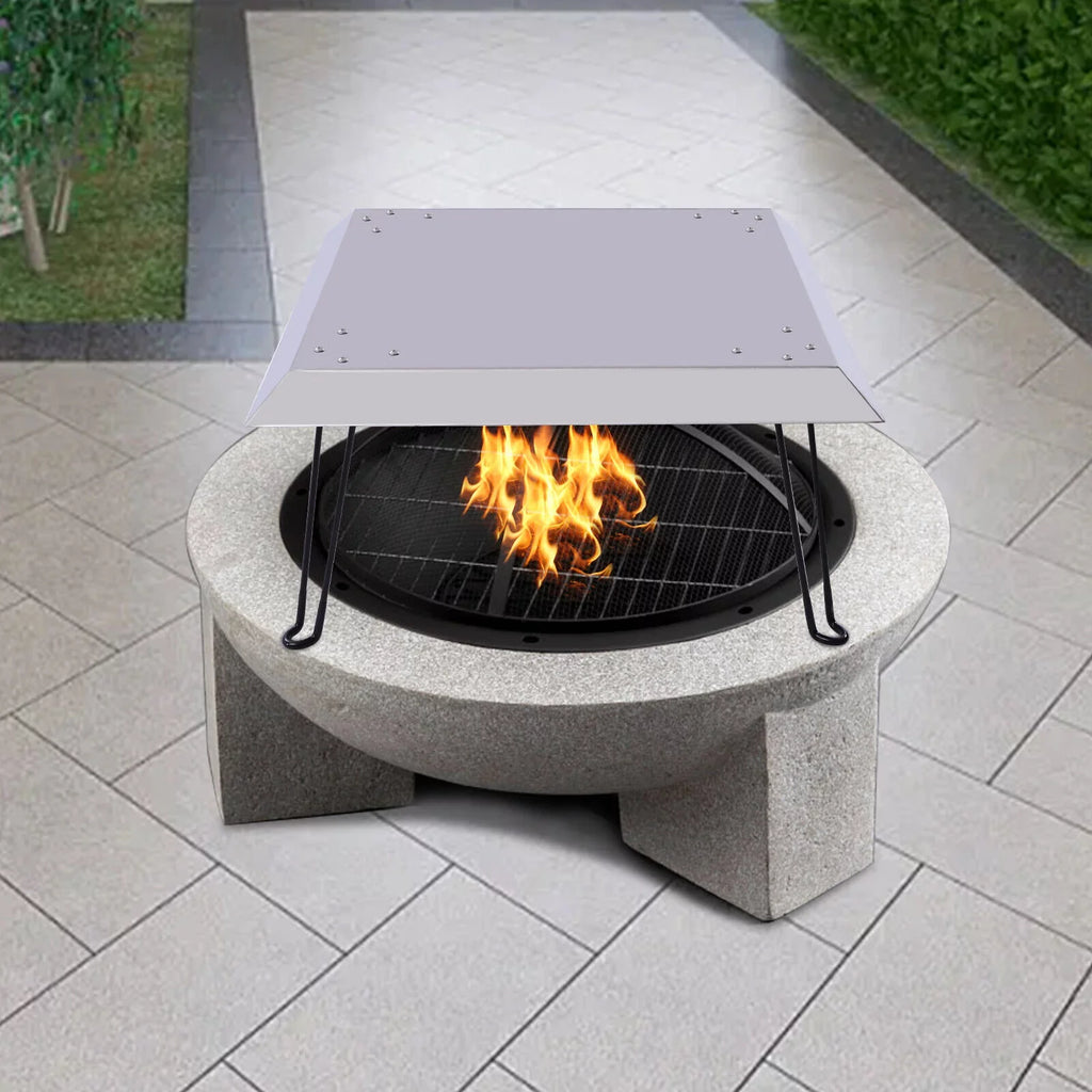 Heat with inch Outdoors 25*25 Deflector Stainless-Steel Pit Carrying Fire Handle