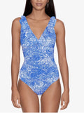 Swimsuit One-Piece Ralph Printed Ruffled Tummy-Control Lauren