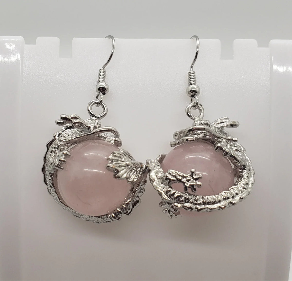 Rose Natural Dragon Earrings Quartz