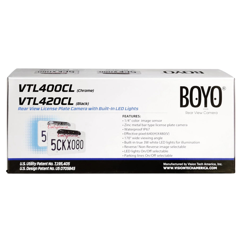 Camera License Backup and Parking LED with BOYO Lights VTL420CL (Black) - Bar-Type Lines Plate