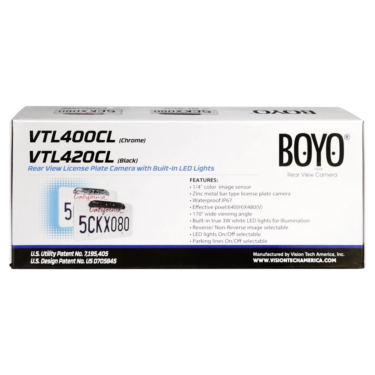 Camera License Backup and Parking LED with BOYO Lights VTL420CL (Black) - Bar-Type Lines Plate