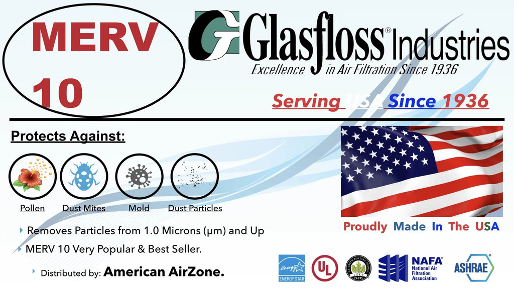 or - (Pack - Air Filter 10 Filter The - - Filter 6) Home 14x36x2 Furnace Air - Pleated or - Glasfloss HVAC In of AC USA. Made Office MERV 2" Air