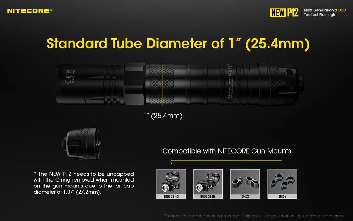 1200 LED Tactical Pressure w/RSW3 Version - P12 CREE Switch Nitecore Combo: Flashlight - V6 Lumens XP-L HD New