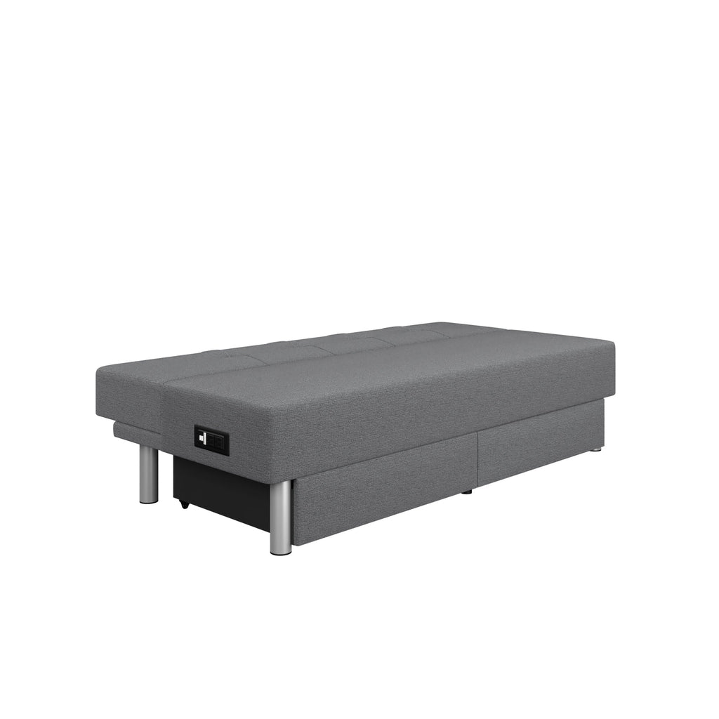 Fabric with and Serta Windsor Storage Power, Gray Futon