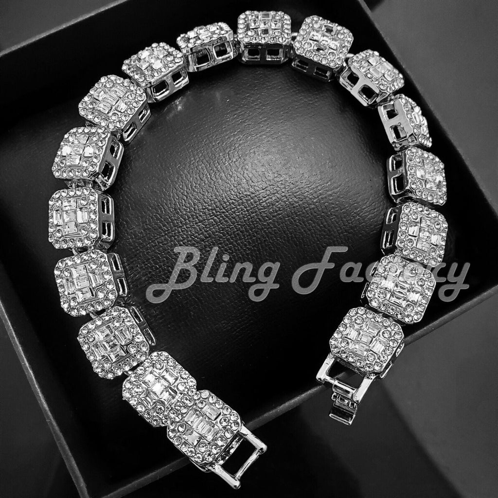BRACELET WATCH BAGUETTE HOP DIAL SILVER ICED RED STONE BLING PT & HIP LUXURY