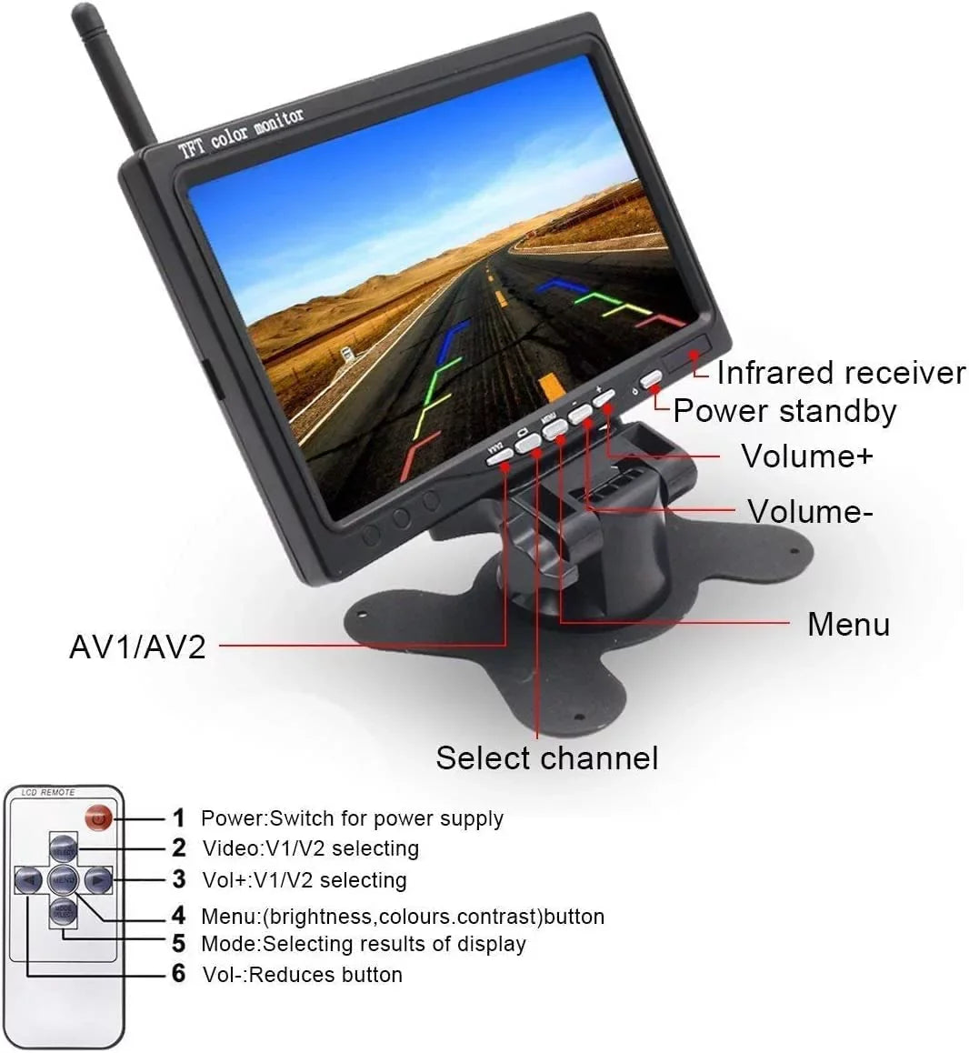 Rear 7 Wireless PCS Camera 2 Night Camera RV/SUV/Van/Pickup/Truck/Trailer Bileeko inchMonitor and for IR Backup Kit View RV Vision