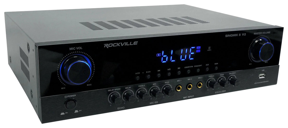 5 Receiver 8" Rockville Amp+(4) Speakers Ceiling Black SINGMIX Bluetooth Home