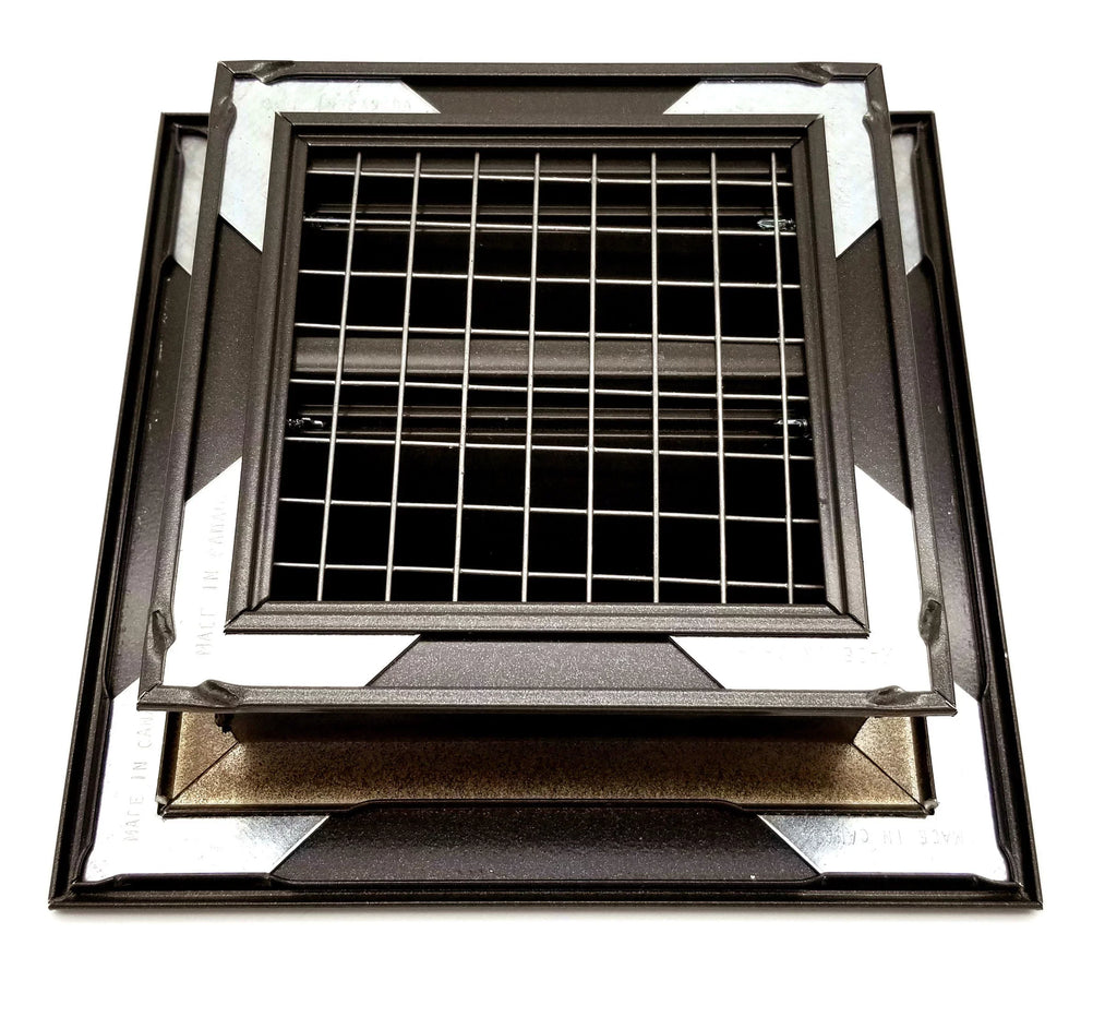 Waterproof Screen 9.5h Aluminum & Vent Dimensions for Rain 17.5w Air X & Grille - Exterior Outer 8"h 16"w - with HVAC Walls Crawl x Crawlspace Vent Mesh - Space Brown