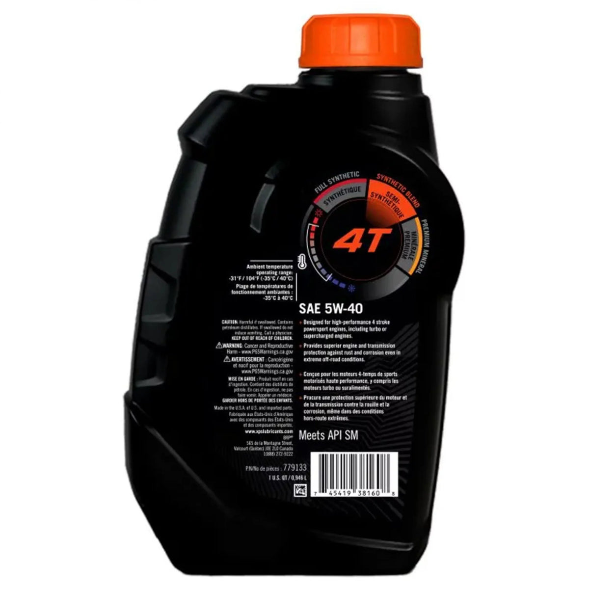 New QT Sea-Doo 4-T OEM, 293600121 5W-40 Synthetic L) Blend (0.946 9779133 Oil, 1
