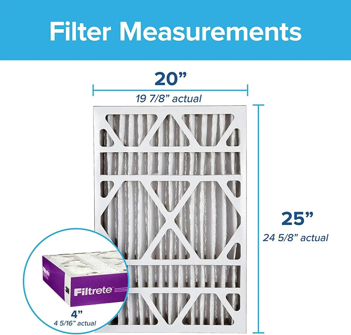 Filtrete Allergen, & Count Air Virus, NDP03-4IN-2P-2 AC Furnace 2 20x25x4, Bacteria Filter