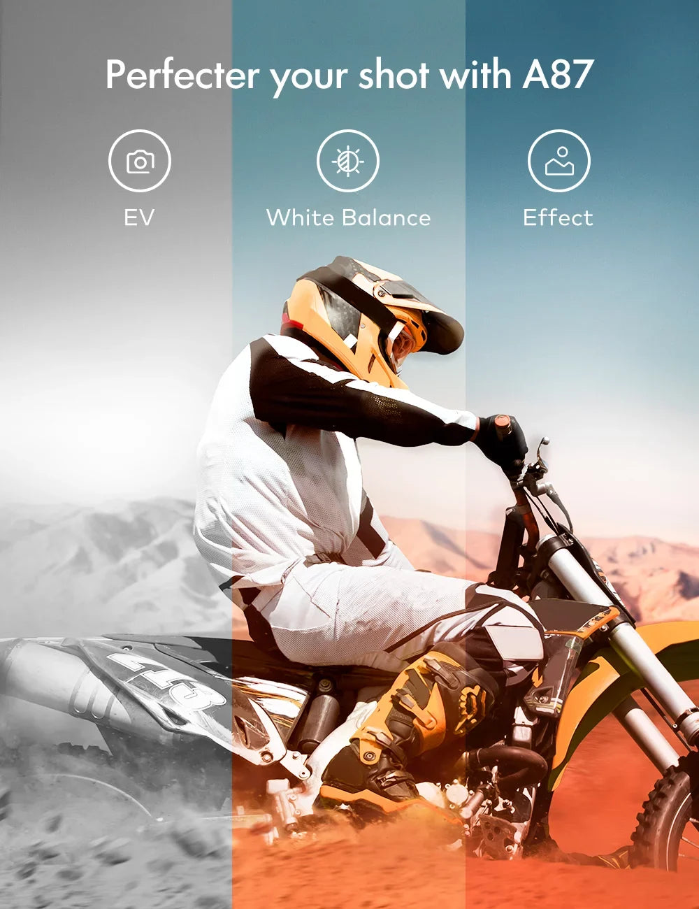 Skateboard A87 20MP Touchscreen WiFi Camcorder UHD Underwater Motorbike Apeman and Action Camera for Camera, 4K/60fps