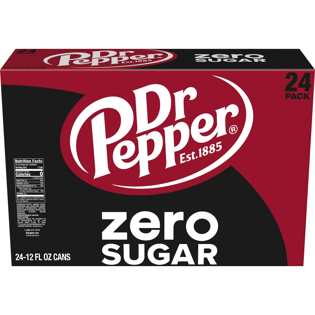 oz, Pop, Pack Cans 24 Sugar 12 Zero Pepper Dr Soda fl