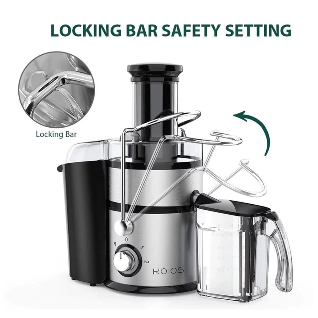 Chute, & Juicer Black Extra Wide w/ Centrifugal Vegetable Fruit Koios Feed
