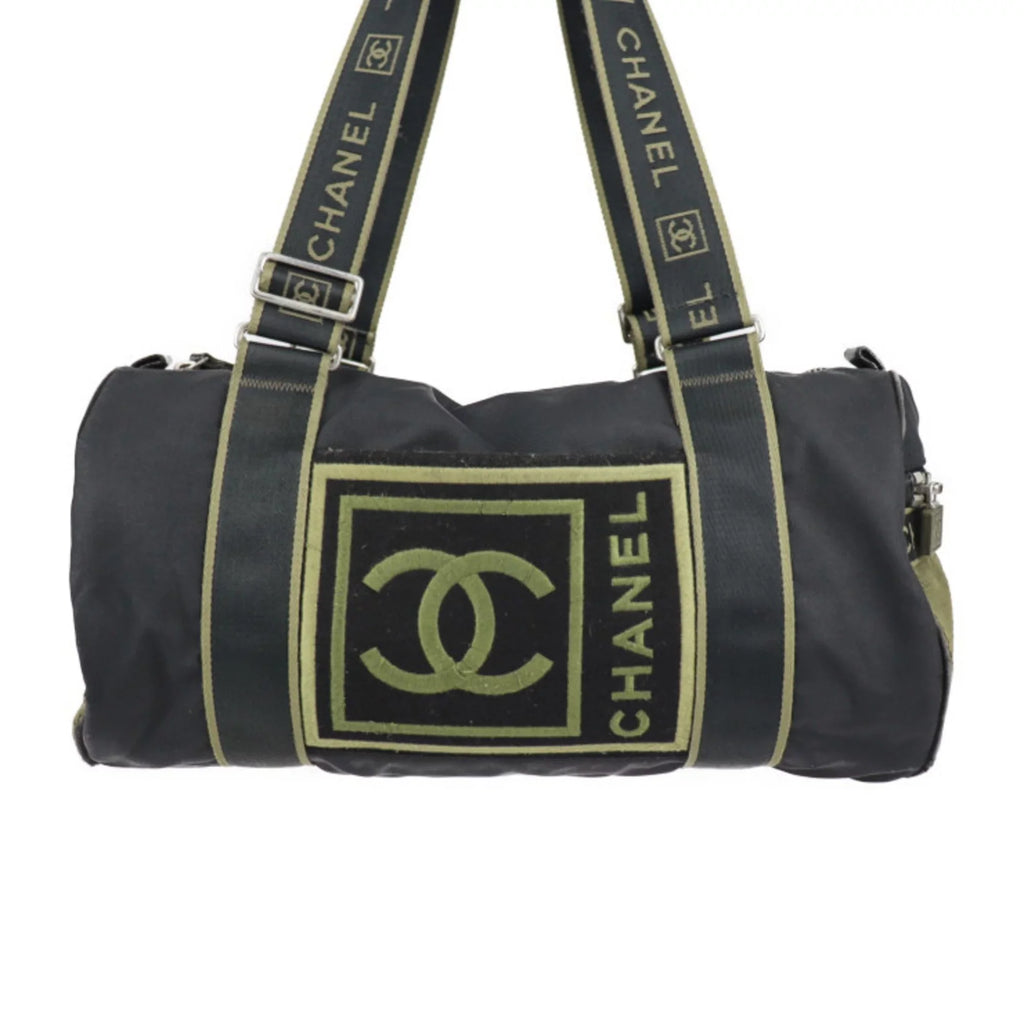 Series Canvas Shoulder Cocomark Black Line 10 Green Sport Cylindrical (Fair) Pre-Owned Nylon Travel Round Khaki Bag Boston
