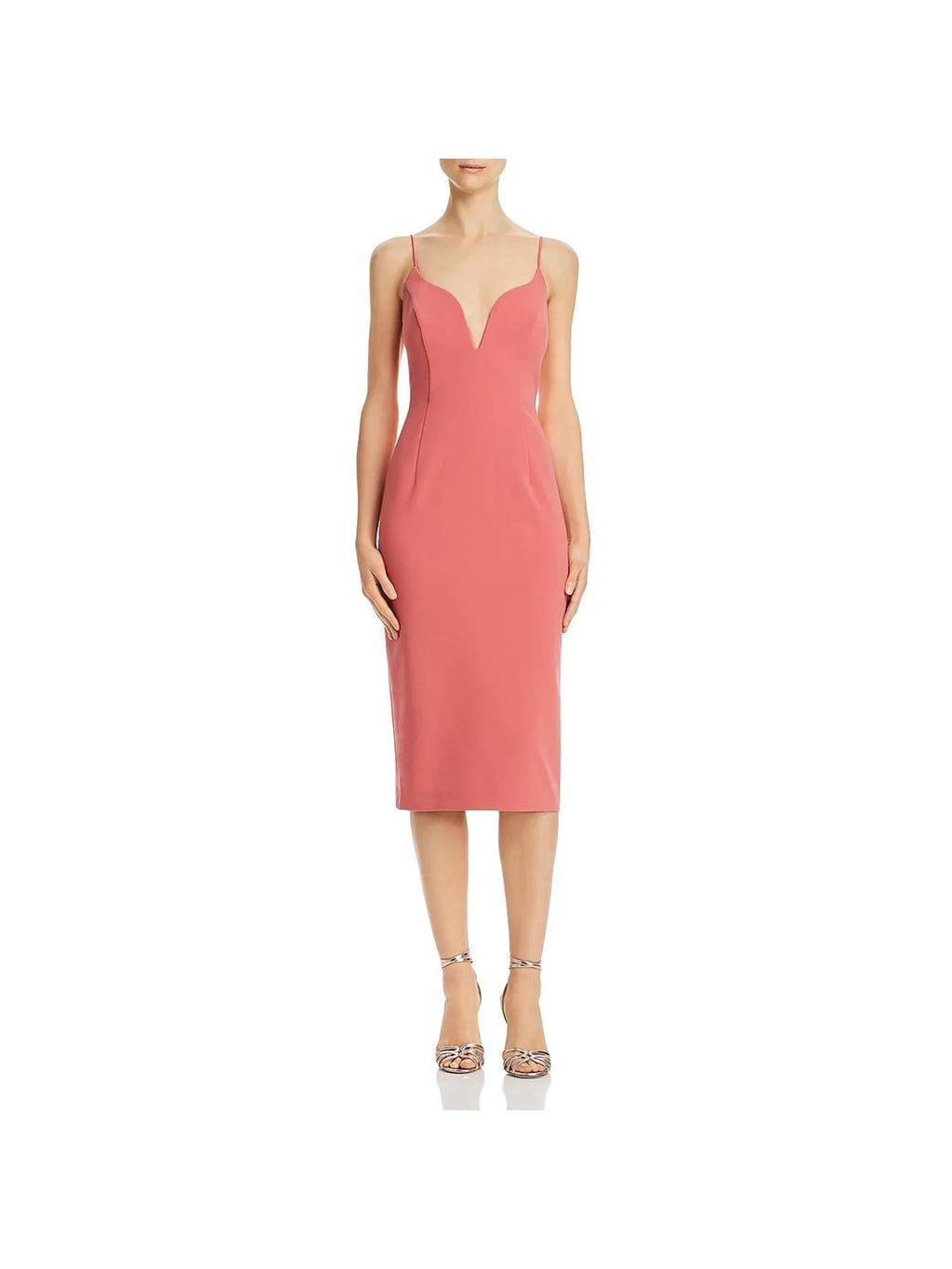 The Evening outfit JILL Coral Spaghetti Womens Below Strap STUART Knee Sheath 10