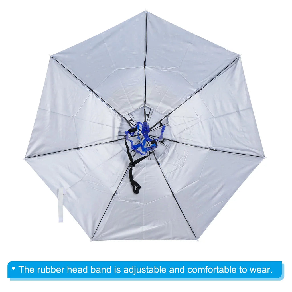 Rain Double Sun Uxcell Layer Cap Hat, Head OD Strip, 37.4" Umbrella with Oxford Fabric Folding Blue