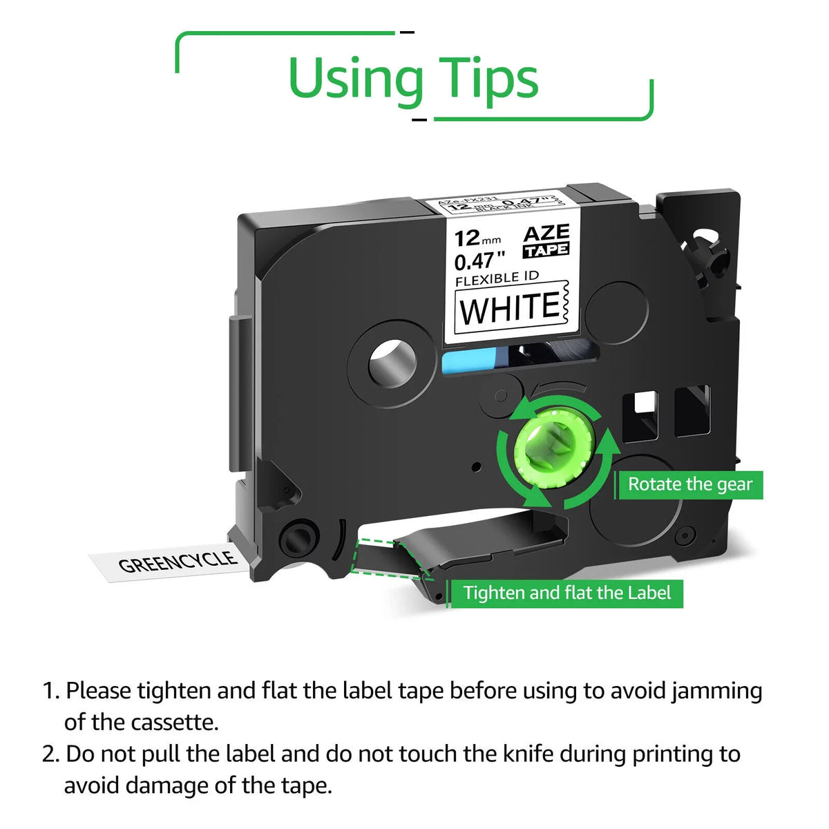 Label White TZ-231 ID Brother Compatible GREENCYCLE Cable TZ for 50PK Flexible Wire Black 8m 12mm TZe on Tape TZe-FX231 TZ-FX231 TZe-231 P-touch x
