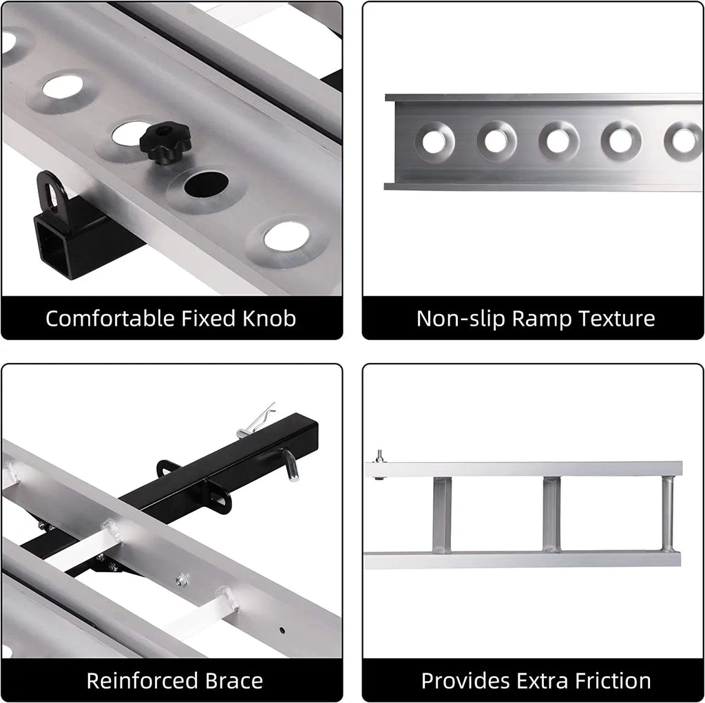 Loading Scooter Aluminum Bike receiver with Hauler Dirt Carrier Carrier Trailer Ramp, Motorcycle Rack 2" Hitch-Mounted Motorcycle Hitch