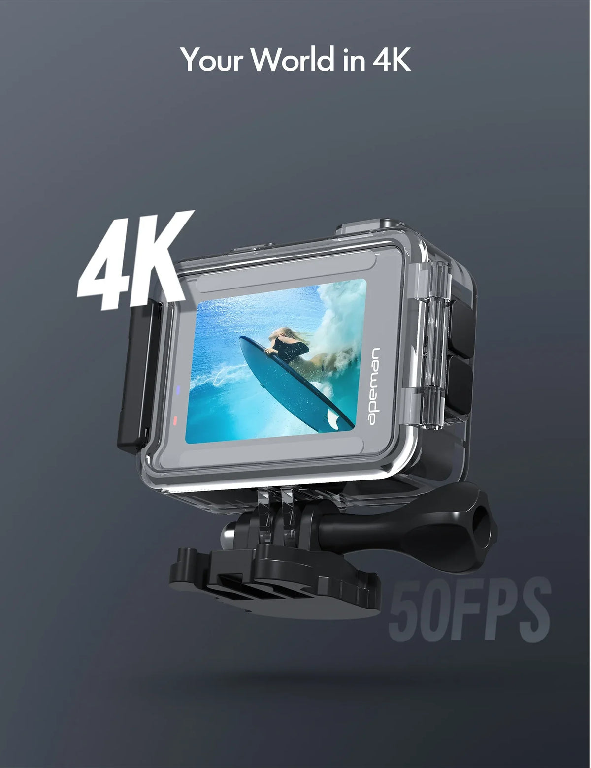 Dual Touchscreen WiFi 4K HD Sports Batteries Camera A100s 20MP APEMAN Action 40M Ultra 50fps mAh 1350