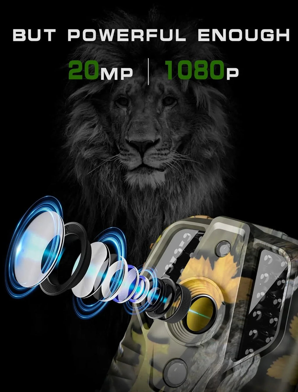 20MP - Waterproof, Mini with Wildlife Night Trigger 0.2s Motion Camera Hunting-M9 Vision Camera Activated Camera Trail for Game 1080P Monitoring Hunting Deer Time