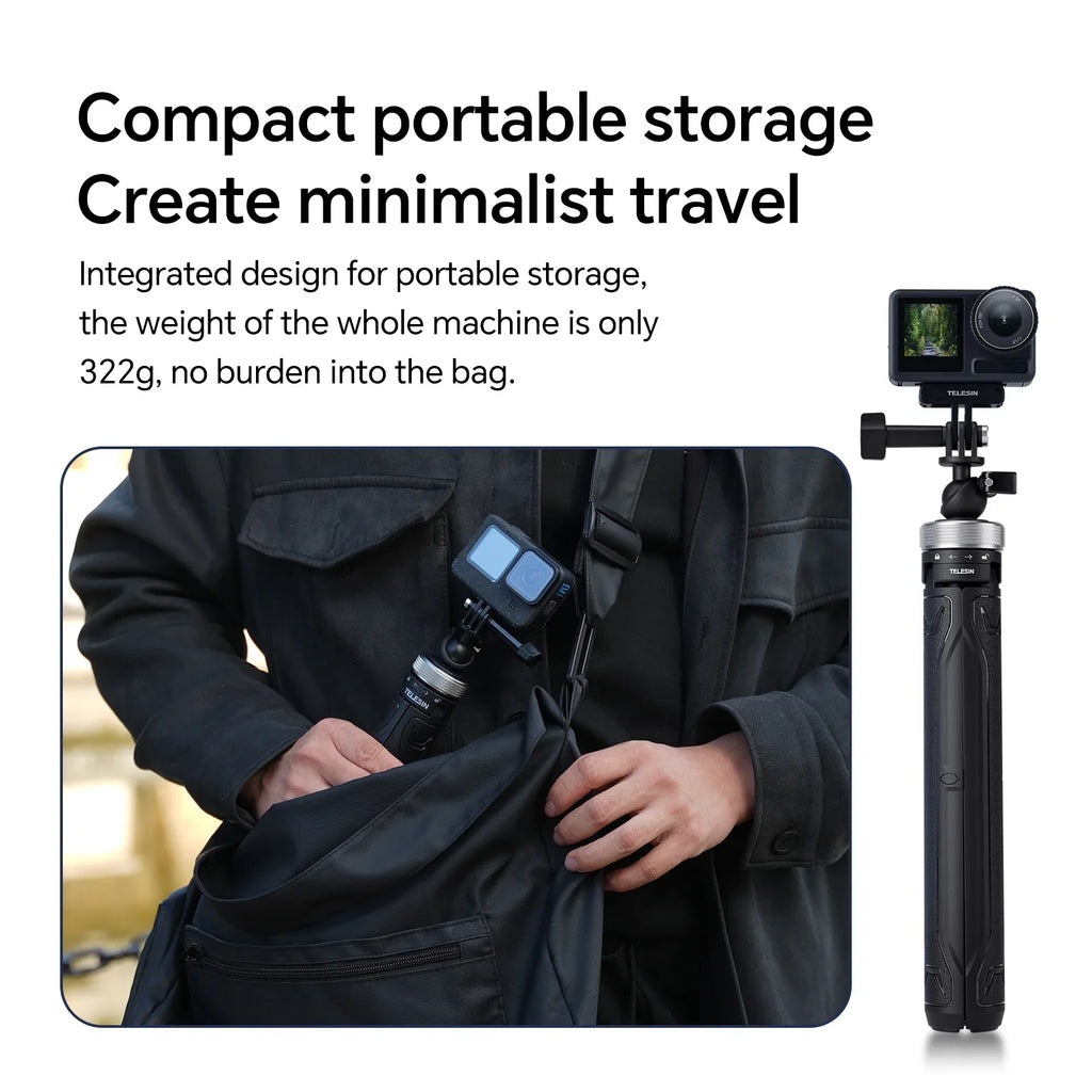 Selfie Action Selfie 360° 5 12 9 Foldable 11 GoPro 1.5M Stick Tripod 8 Stick 7 DJI For 10 Hero Rotation Insta360 Osmo 6