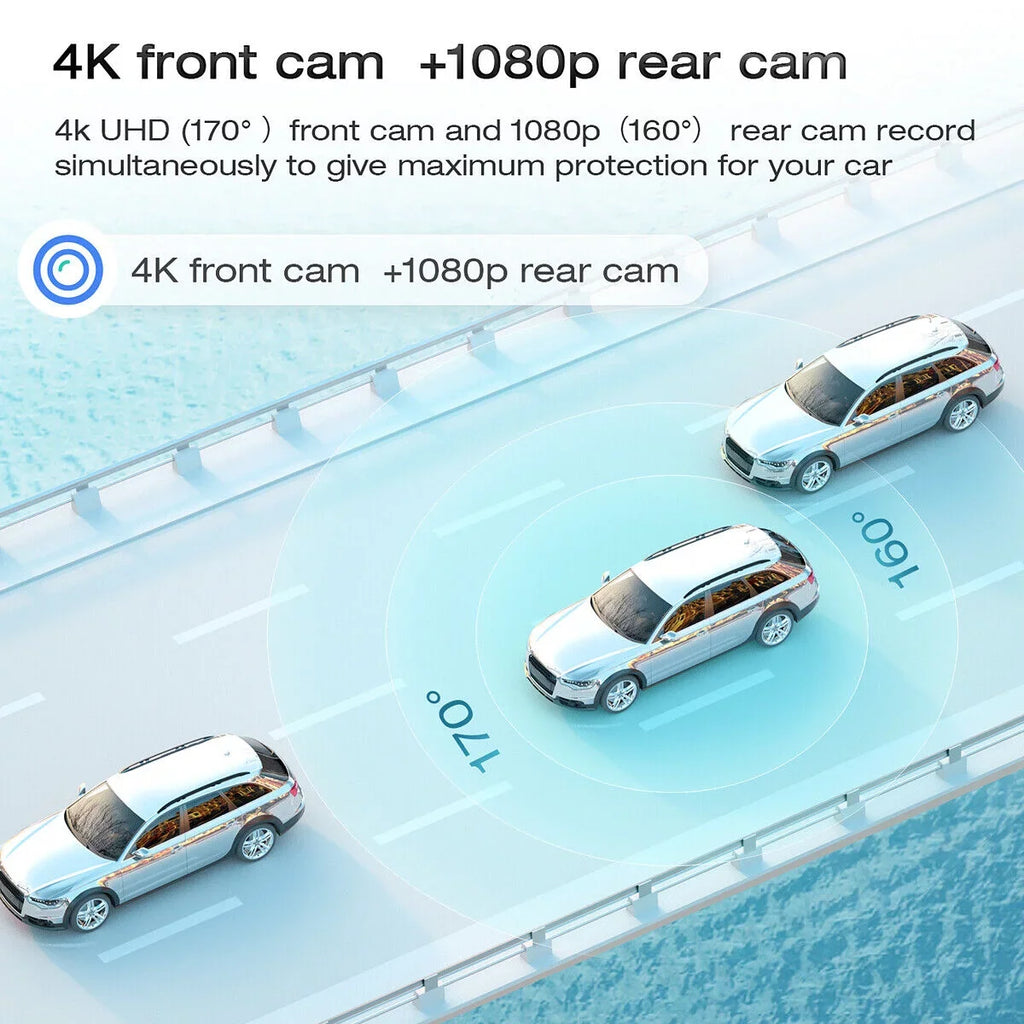 Screen Front 170° Waterproof Parking Rear Dash View Cam Full Car Camera Touch Night Camera Backup HD Vision, and Monitor Large Starlight Backup 12" Angle, Camera 4K Wide Mirror