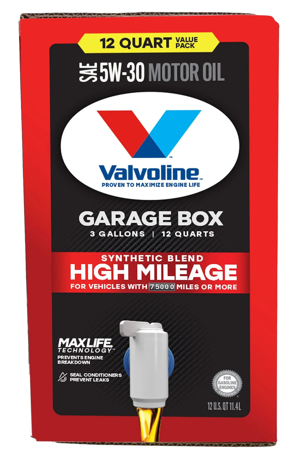 Box High Valvoline Oil Garage Blend 5W-30 Mileage Motor 12 MaxLife Synthetic QT