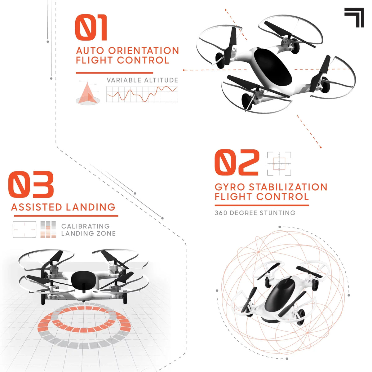 Range Altitude, and Drone IMAGE Max 5in Drive Rechargeable 215ft 250ft Long Fly + RC, Control Function Dual SHARPER