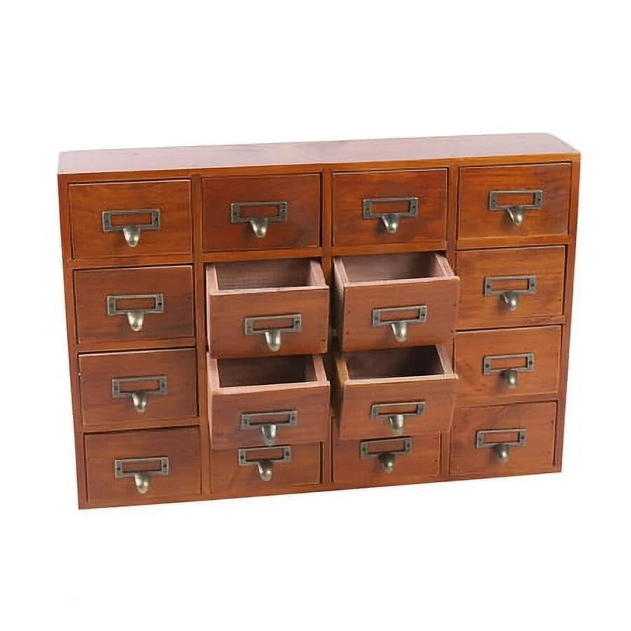 Cabinet Organizer 16 Storage Wood Desk Retro Drawer Box Apothecary Drawers