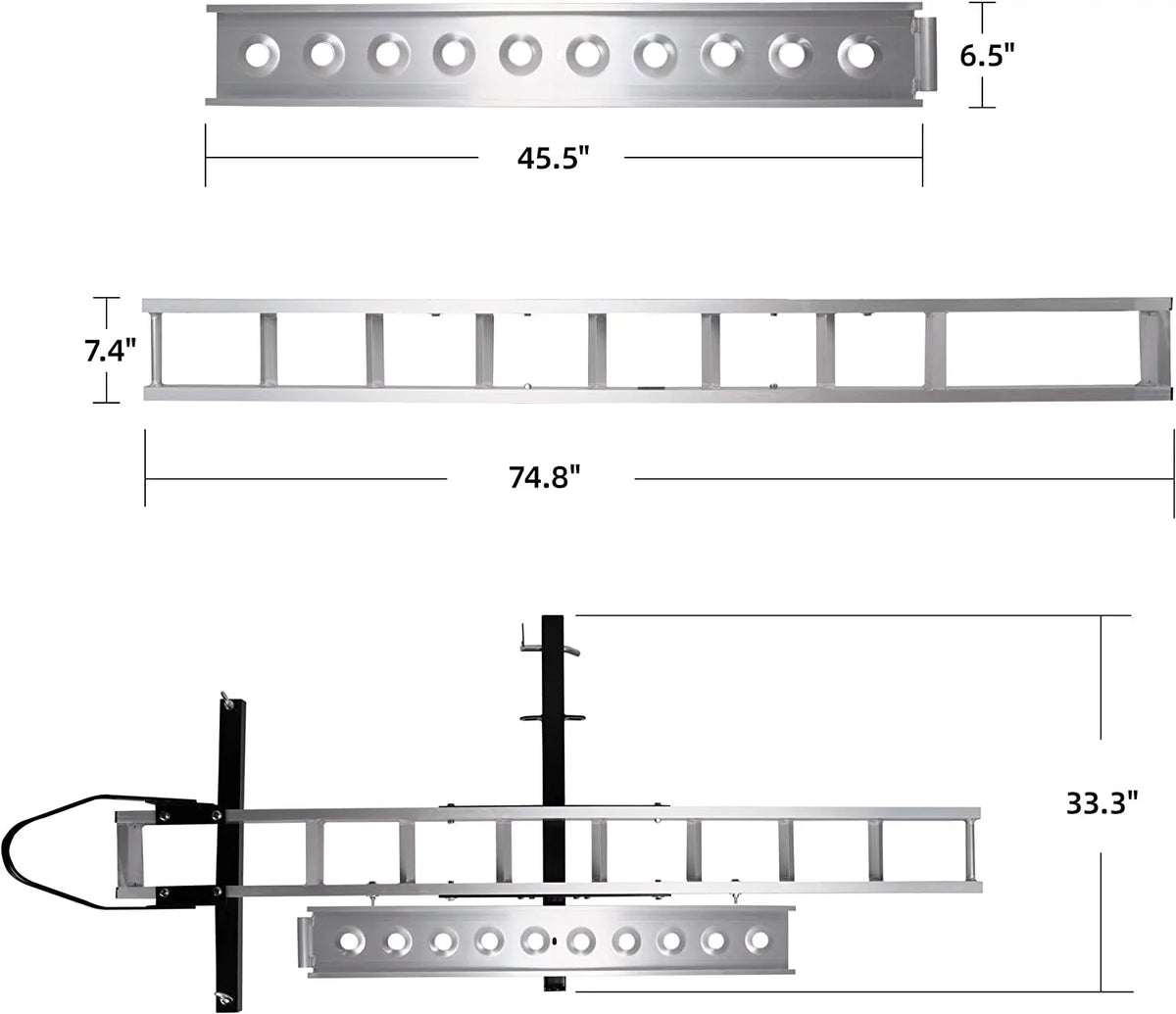 Loading Scooter Aluminum Bike receiver with Hauler Dirt Carrier Carrier Trailer Ramp, Motorcycle Rack 2" Hitch-Mounted Motorcycle Hitch
