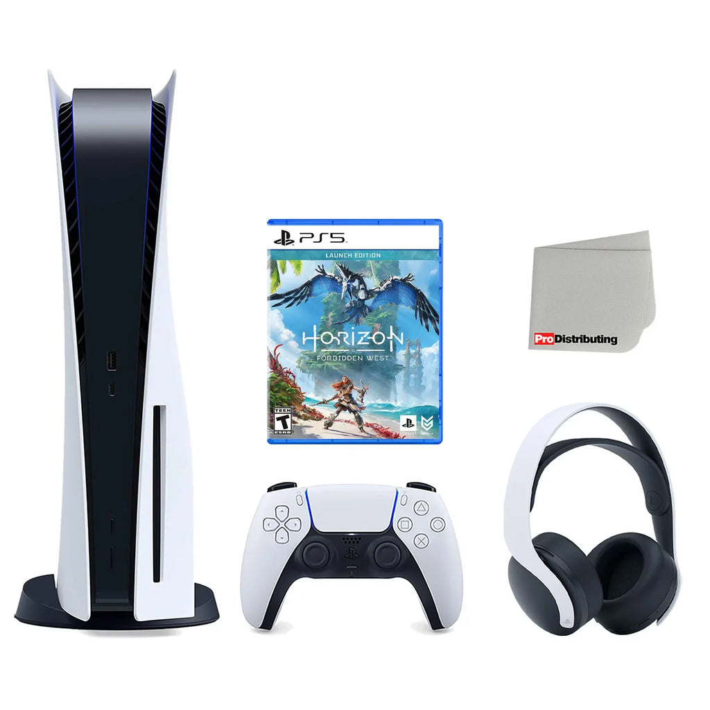 Cleaning and Disc Horizon Version Forbidden 5 PULSE West 3D Console Playstation Cloth Headset, with White