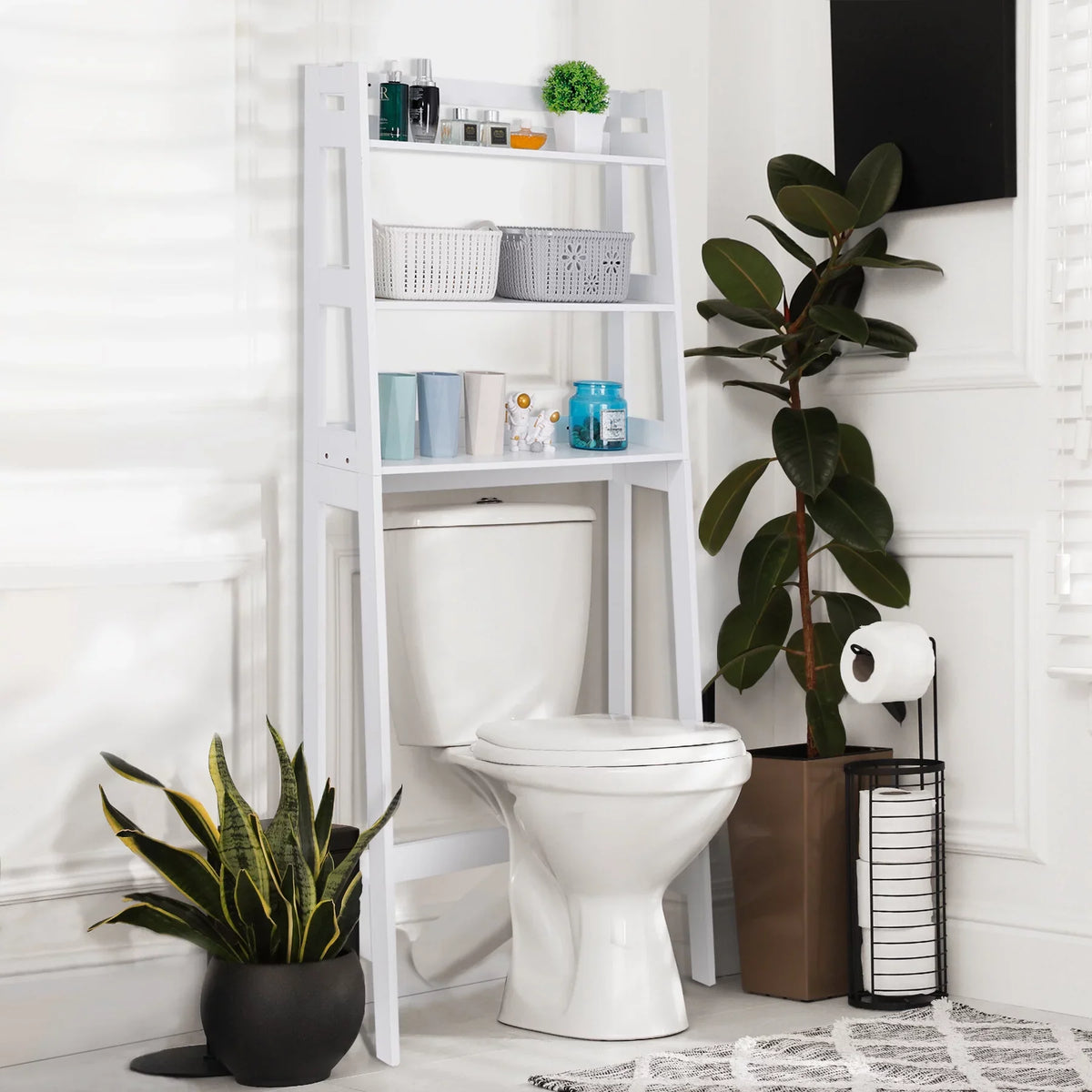 ZENSTYLE 3-Tier Organizer The Toilet Rack Saver Storage Space Bathroom Over Shelf White