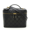 (Fair) Mark Matelasse Leather Shoulder Coco Bag Vanity Pre-Owned Handbag Black