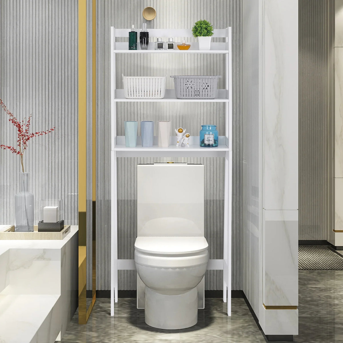 ZENSTYLE 3-Tier Organizer The Toilet Rack Saver Storage Space Bathroom Over Shelf White
