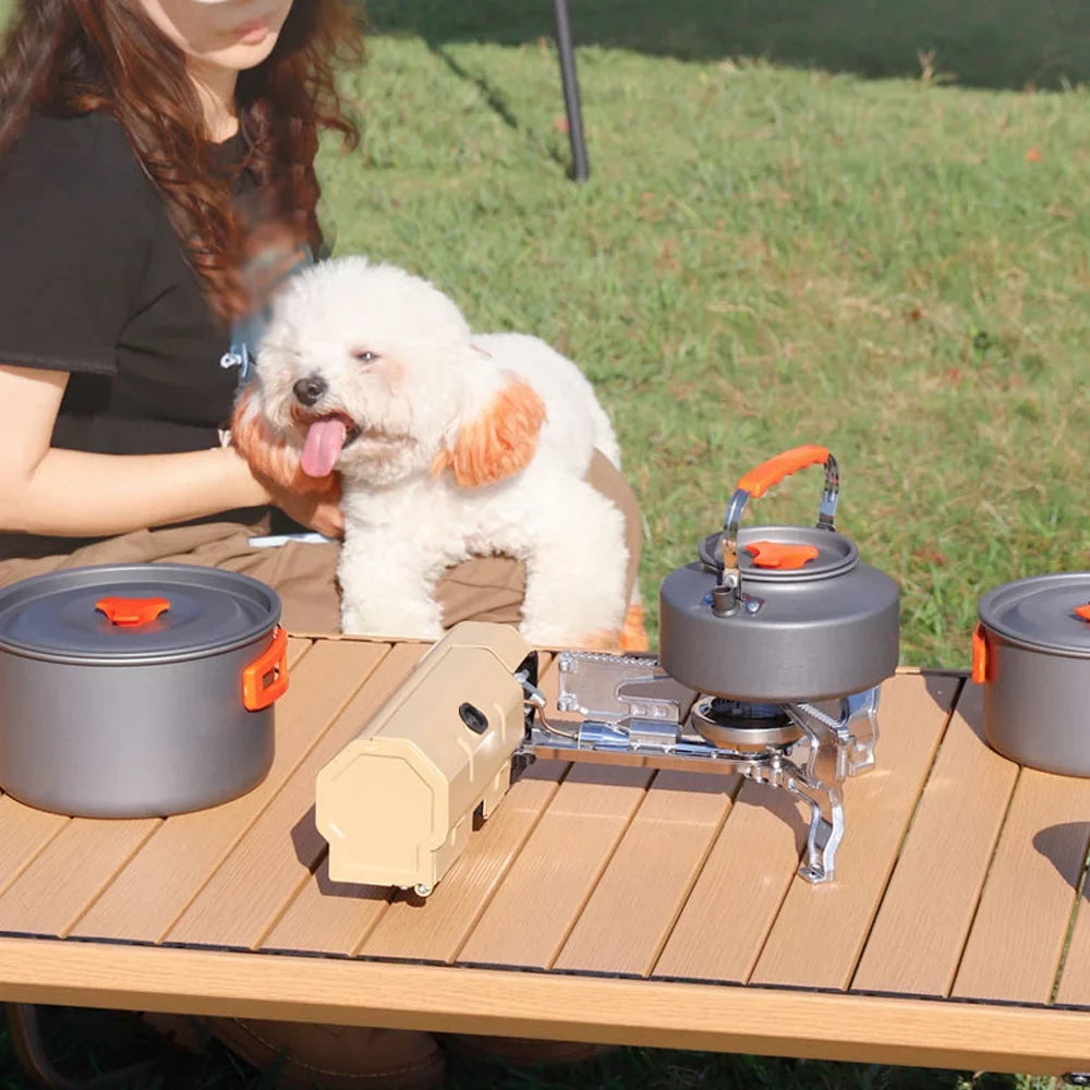 Stove Pincnic Ignition, Folding Hiking 2600W - Apexeon Carrying for Cooking Essential Camping Bag Backpacking - Butane Camp Electronic Gases Portable