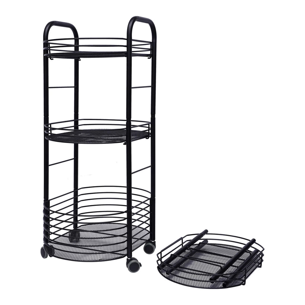 Rolling Cart, Organizer Storage Basket Carts Utility 4 Wheels, Cart, Trolley Metal Tier Art with Storage Black Kitchen