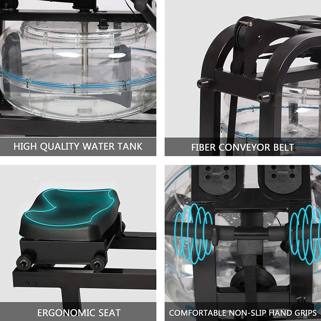 With For liquid Adjustable liquid Traiig Resistace Home Body Exercise Rower Moitor Equipmet Gym Machie Idoor Whole Rowig LCD