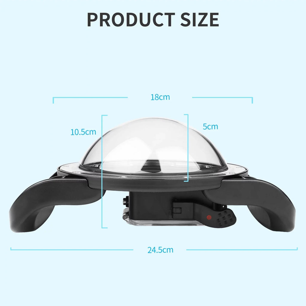 SHOOT 10 XTGP559 Hero Handle Port Hero 45m 180° Dome for Case Dual Angle Black Wide - Waterproof, 9