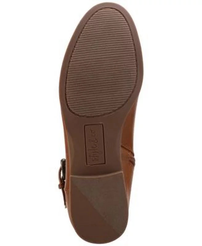 Heel Riding Toe Cushioned Media Womens M Boot Buckled Strap Block Tan Goring & COMPANY Round Brown Mixed design Zip-Up Kimmball 9