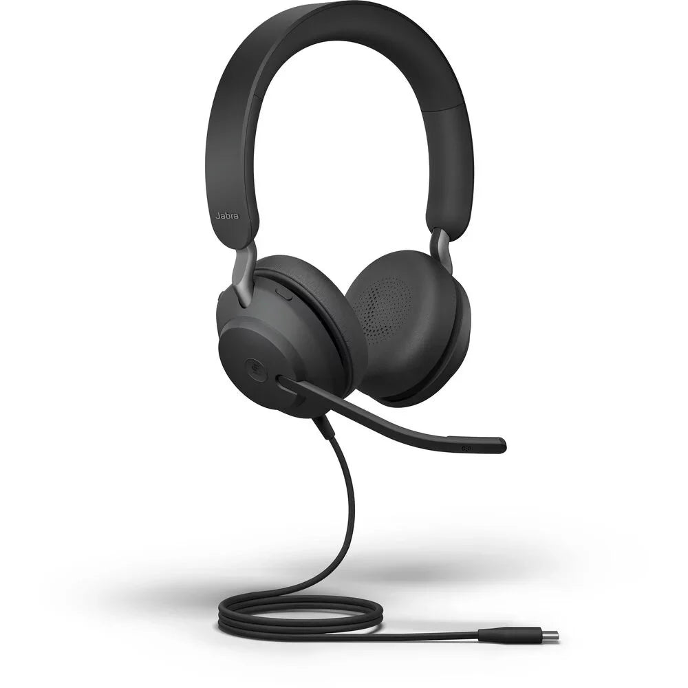 Headphones, Music, Jabra Wired (Open 40 - Box) Headset USB-C Noise UC Cancelling All-Day for Passive and Headphones, Evolve2 Calls Stereo, Comfort, UC-Optimized Enhanced Telework USB-C, with - Black